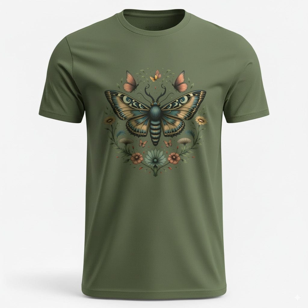 OutfitPeak Military Green / S Artistic Moth Tee