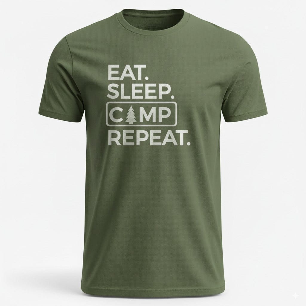 OutfitPeak Physical Item Military Green / S Eat Sleep Camp Repeat Tee