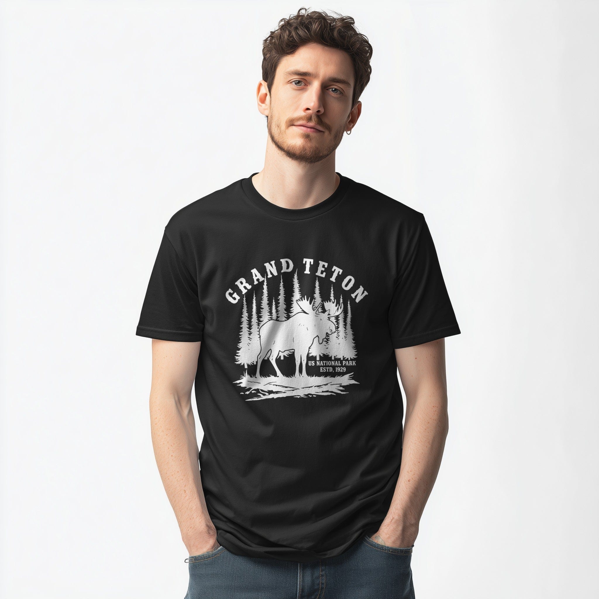 OutfitPeak Physical Item Grand Teton Moose Graphic Nature Inspired Design Tee T-Shirt