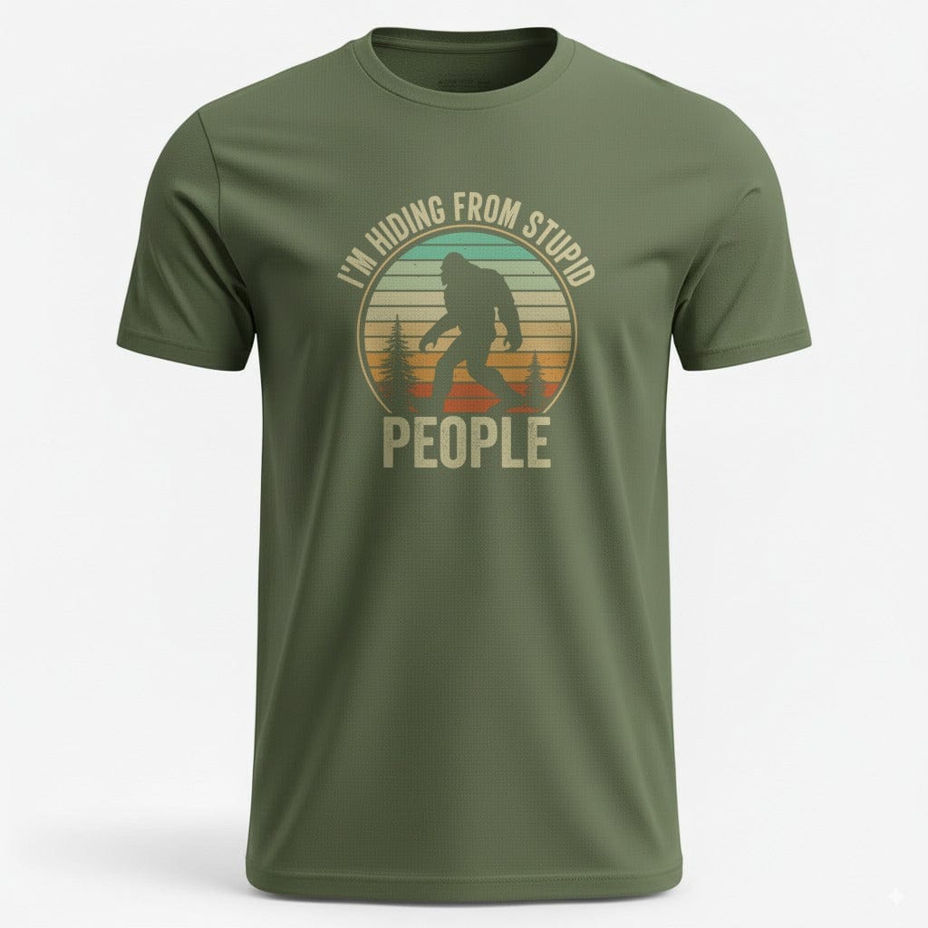 OutfitPeak S / Military Green I am Hiding From Stupid People Tee