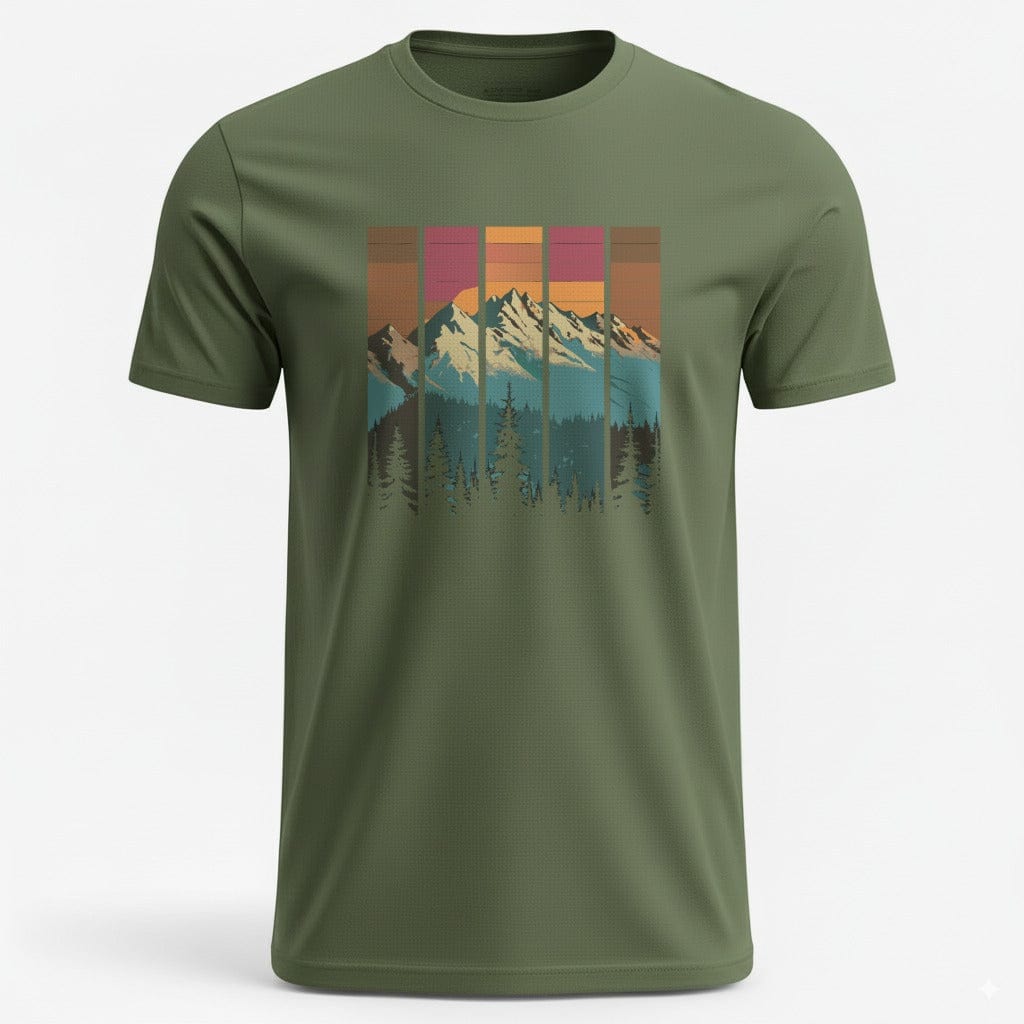 OutfitPeak Military Green / S Mountains In Sunset Tee