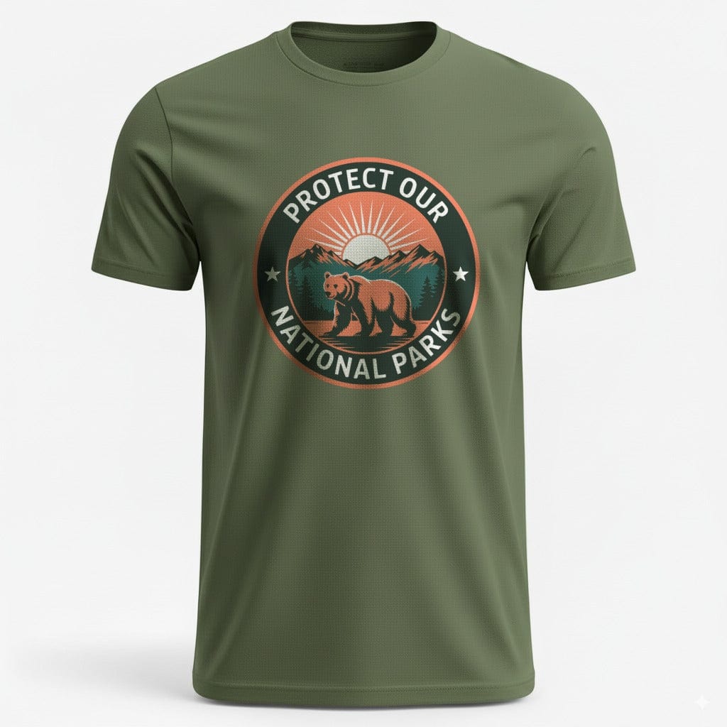 OutfitPeak S / Military Green National Parks Bear Tee