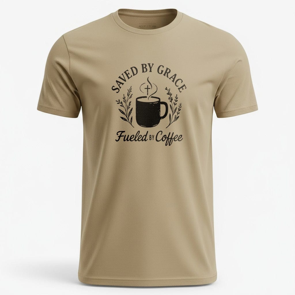 Outfitpeak Physical Item Saved By Grace Fueled By Coffee Elegant Trendy T-Shirt