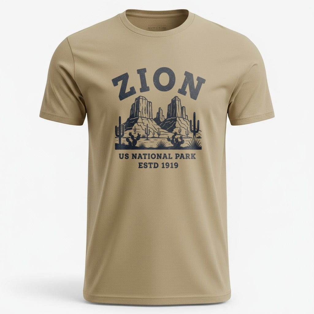 OutfitPeak Physical Item Zion Park Scenic Graphic Classic Crew Neck Relaxed Tee T-Shirt