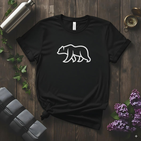 Walking Bear Graphic Design on Black T-shirt product
