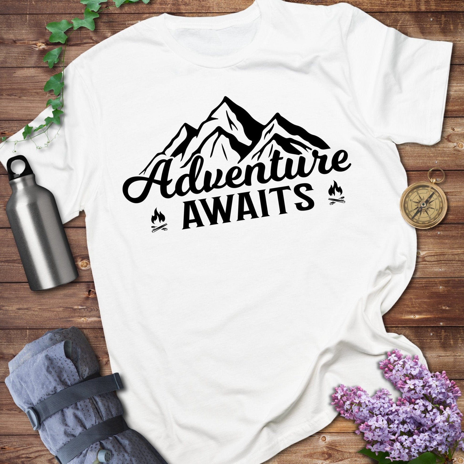Adventure Awaits Mountain Graphic T Shirt product