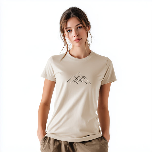 Geometric Mountain Design on Beige T-Shirt product