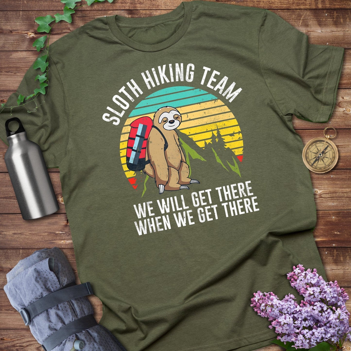 Sloth Hiking Team Graphic Tee Funny Outdoor Shirt product