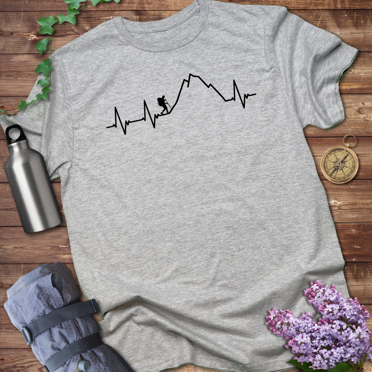 Climber Mountain Heartbeat Graphic Design T-shirt Product
