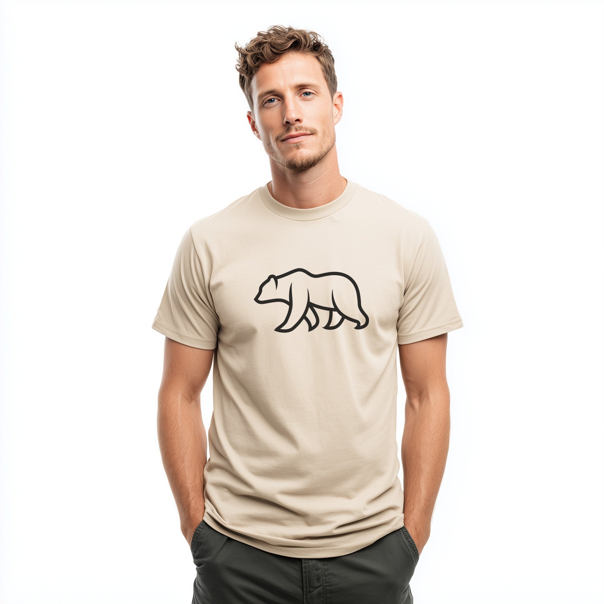 Bear Walking Graphic Print on Casual Tee Shirt product type