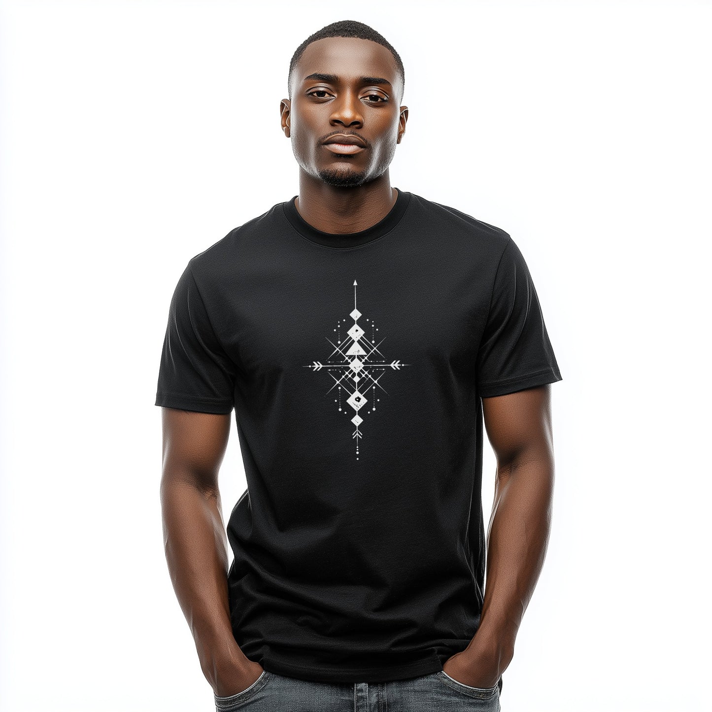 Geometric Graphic Design On Black Background T-shirt product