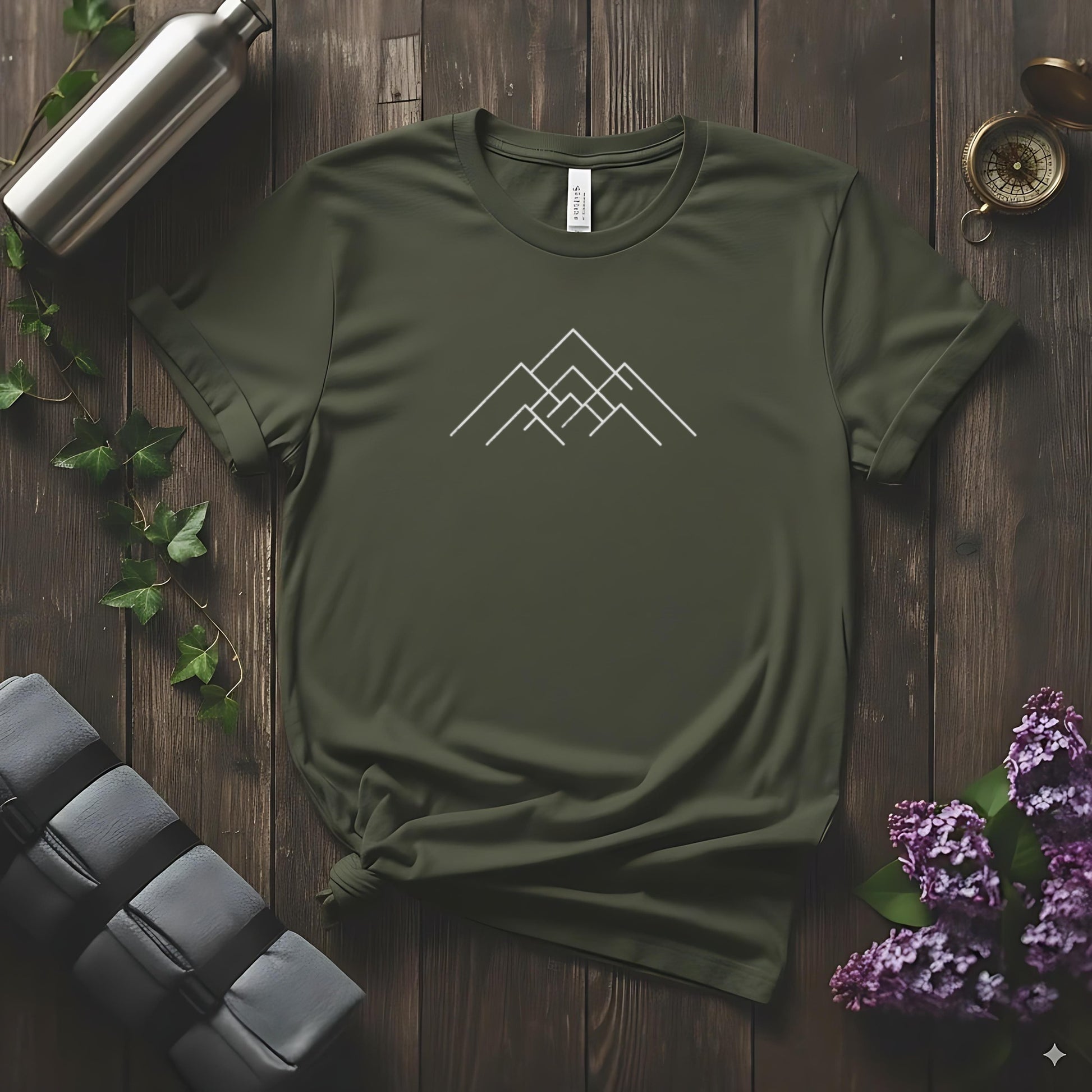 Minimalist Mountain Design T-Shirt Adventure Product