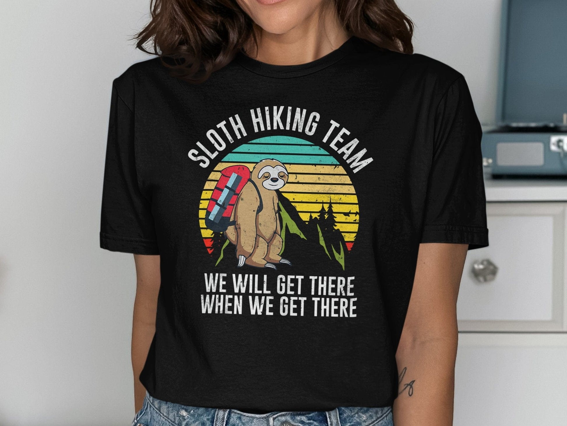 Sloth Hiking Team Graphic Tee Shirt product type