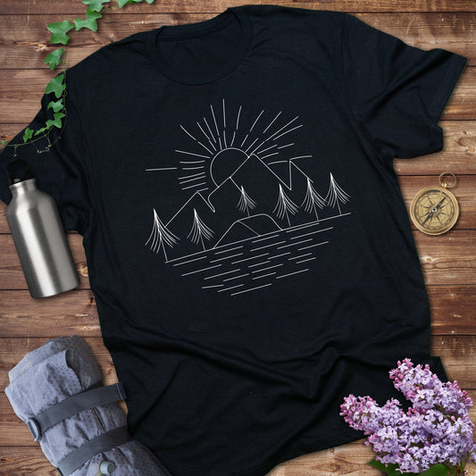 Wilderness Line art Sunset Tshirt