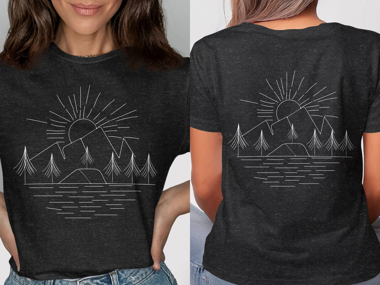 Wilderness Line art Sunset Tshirt