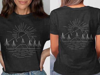 Wilderness Line art Sunset Tshirt