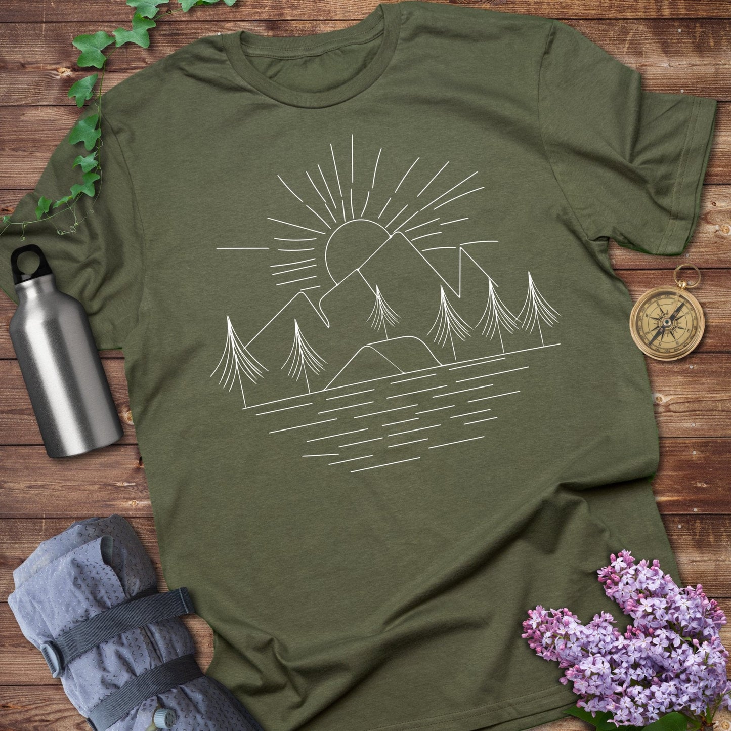 Wilderness Line art Sunset Tshirt