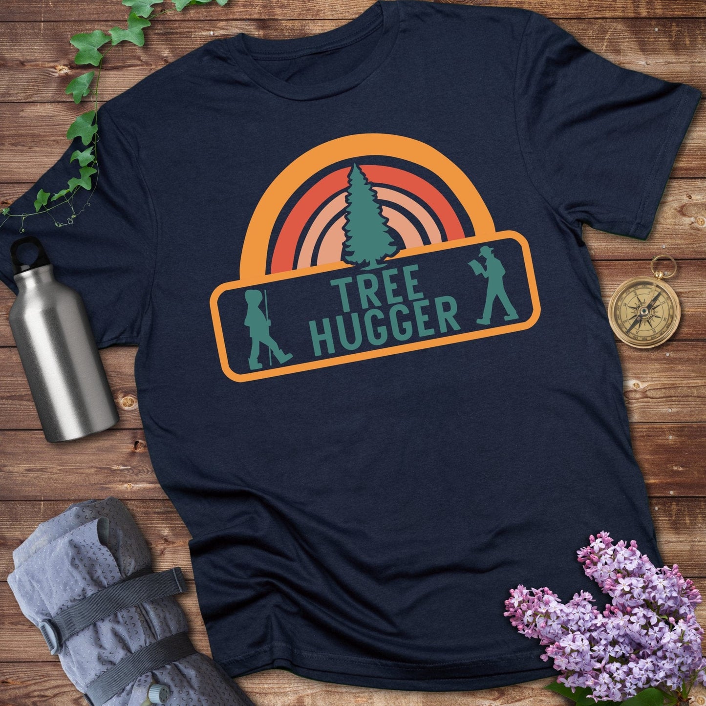 Trendy Tree Hugger Graphic Design T-Shirt