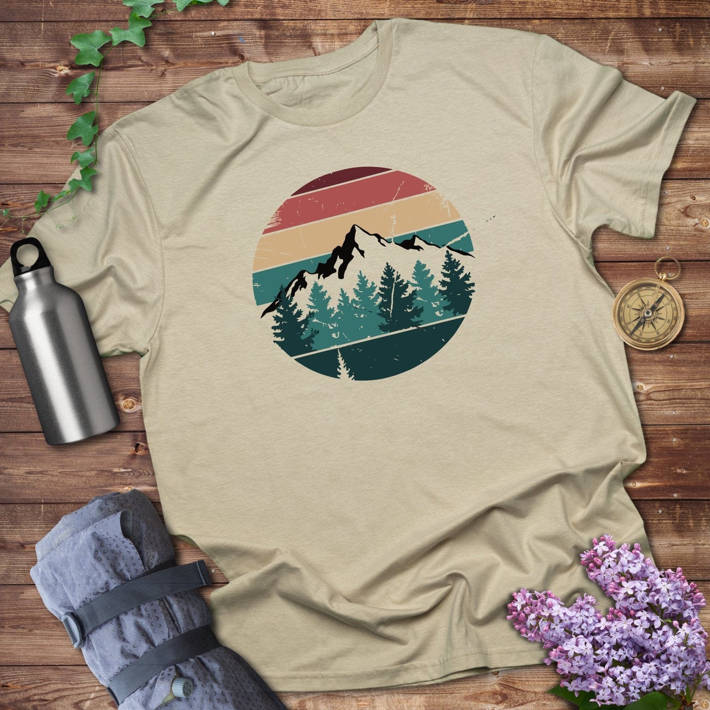 Retro Sunset Pine Tree T-shirt