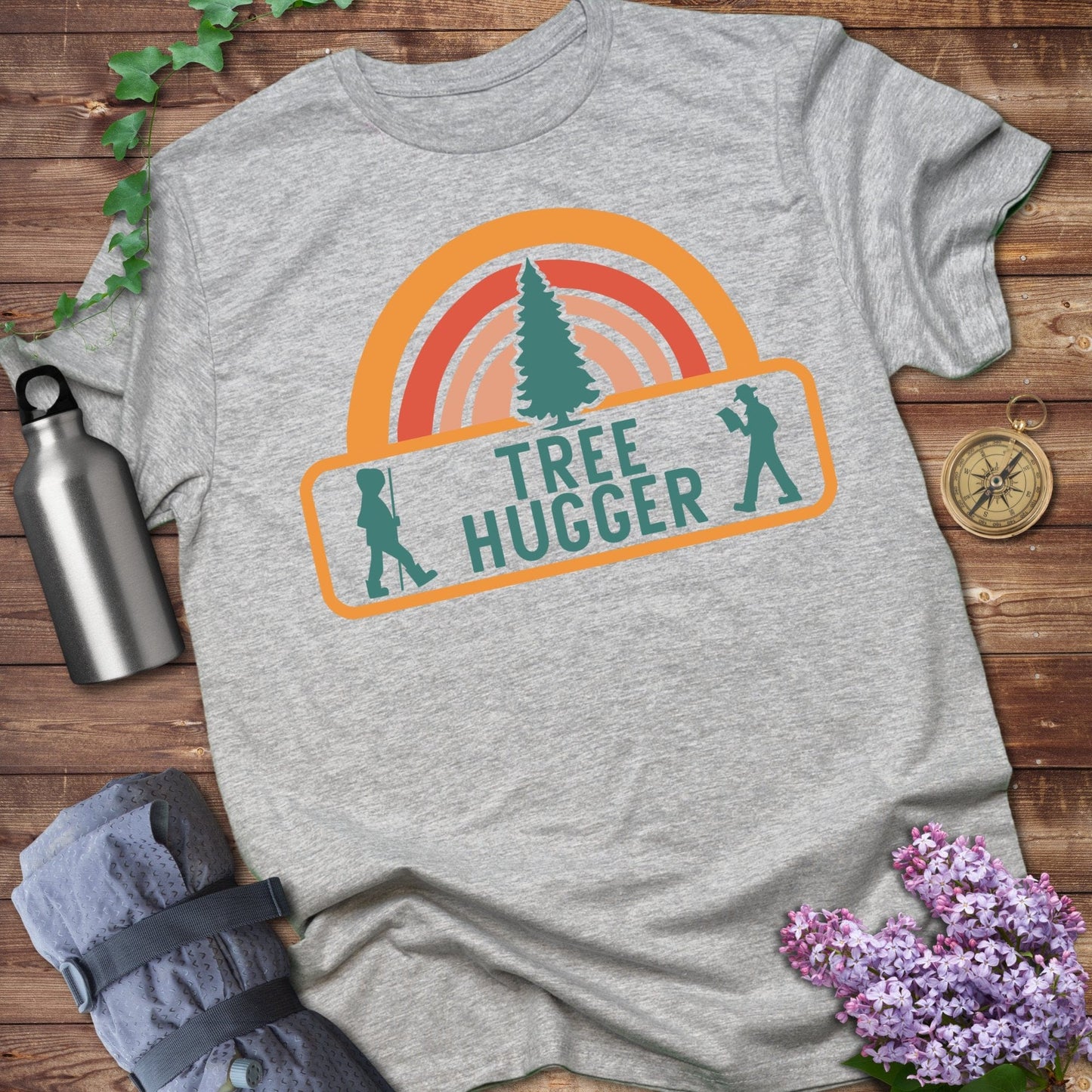 Trendy Tree Hugger Graphic Design T-Shirt
