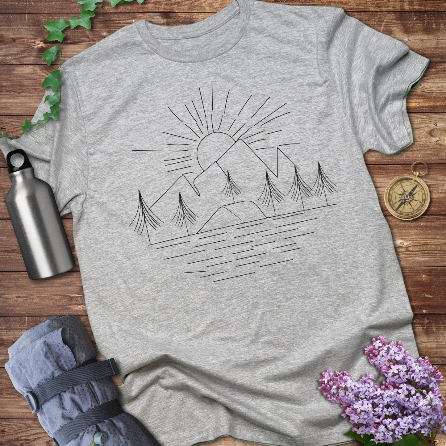 Wilderness Line art Sunset Tshirt