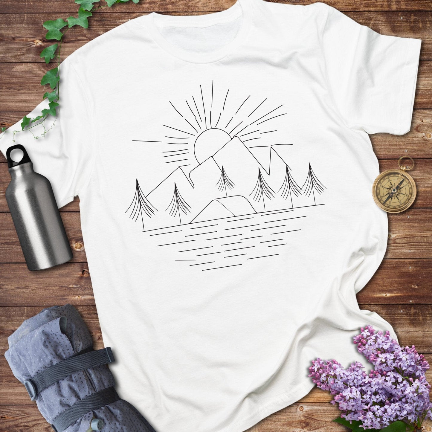 Wilderness Line art Sunset Tshirt