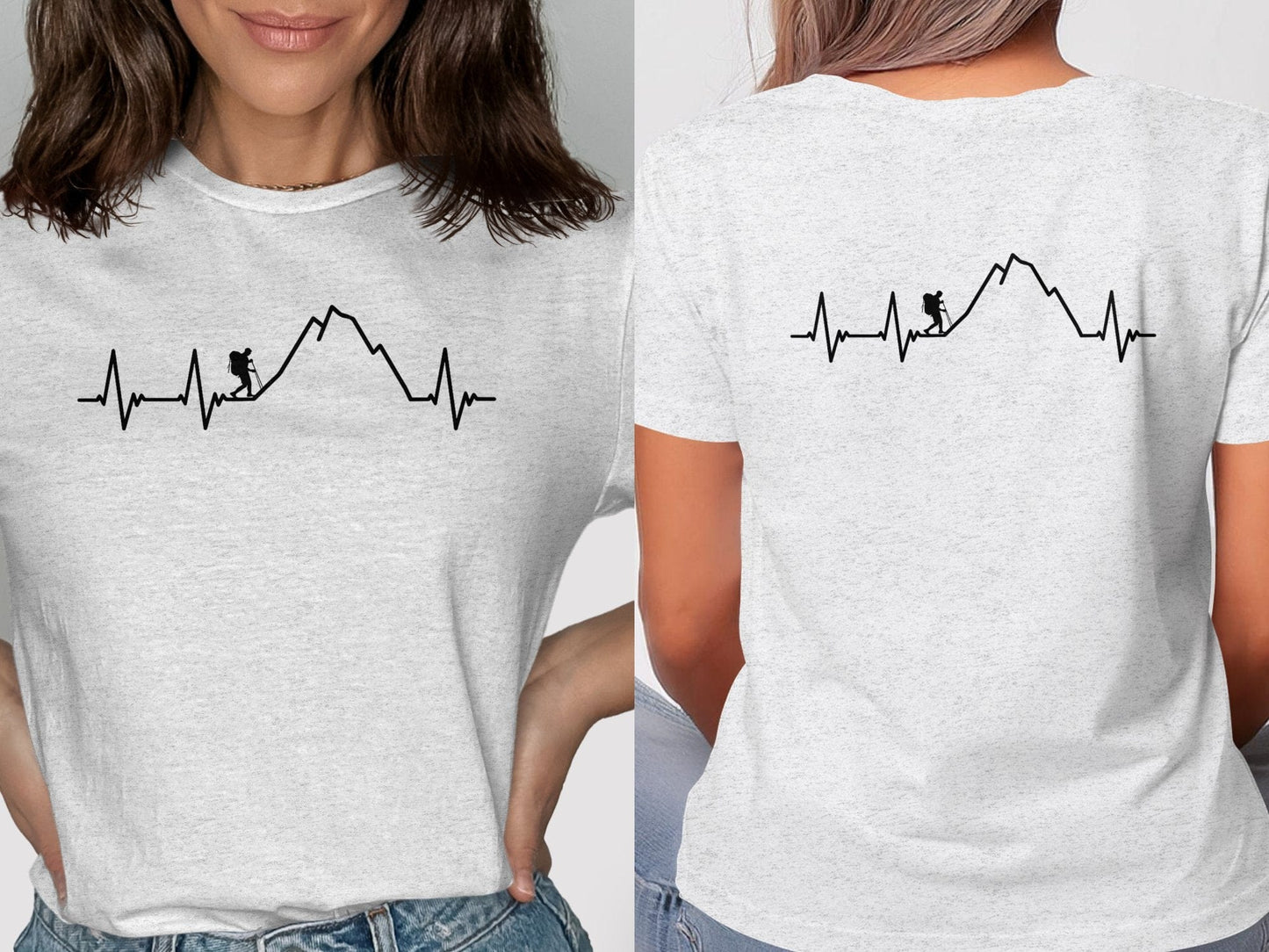 Hiking Heartbeat Mountain Design T-Shirt Product