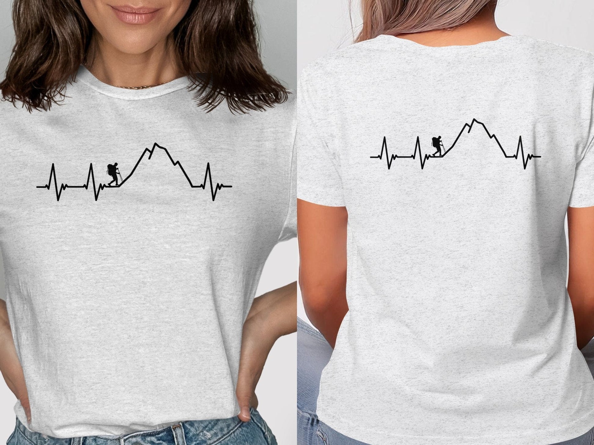Hiking Heartbeat Mountain Design T-Shirt Product