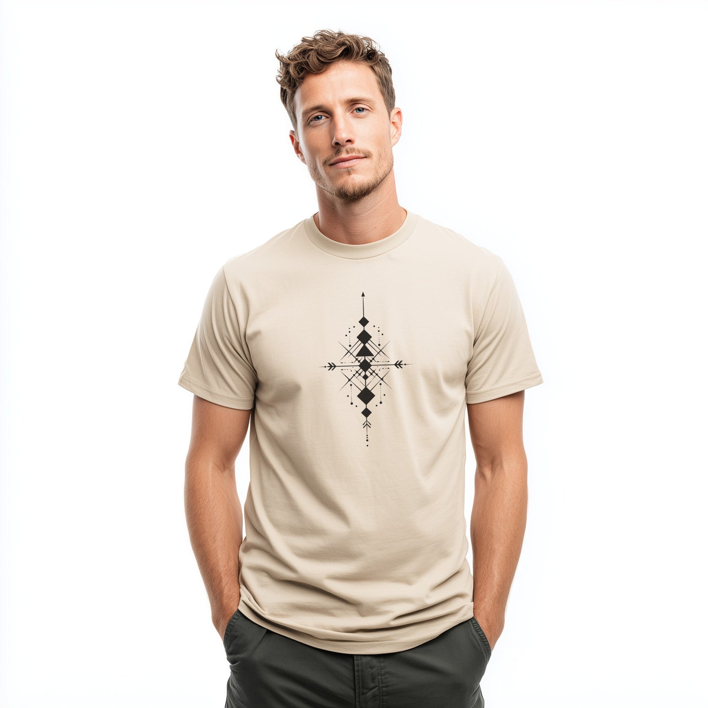 Geometric Arrow Design Men's Fashion T-Shirt product type