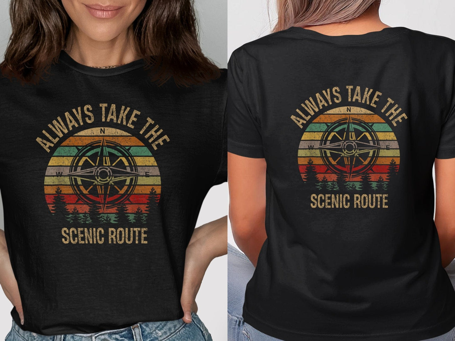 Always Take the Scenic Route Compass Graphic Tee product