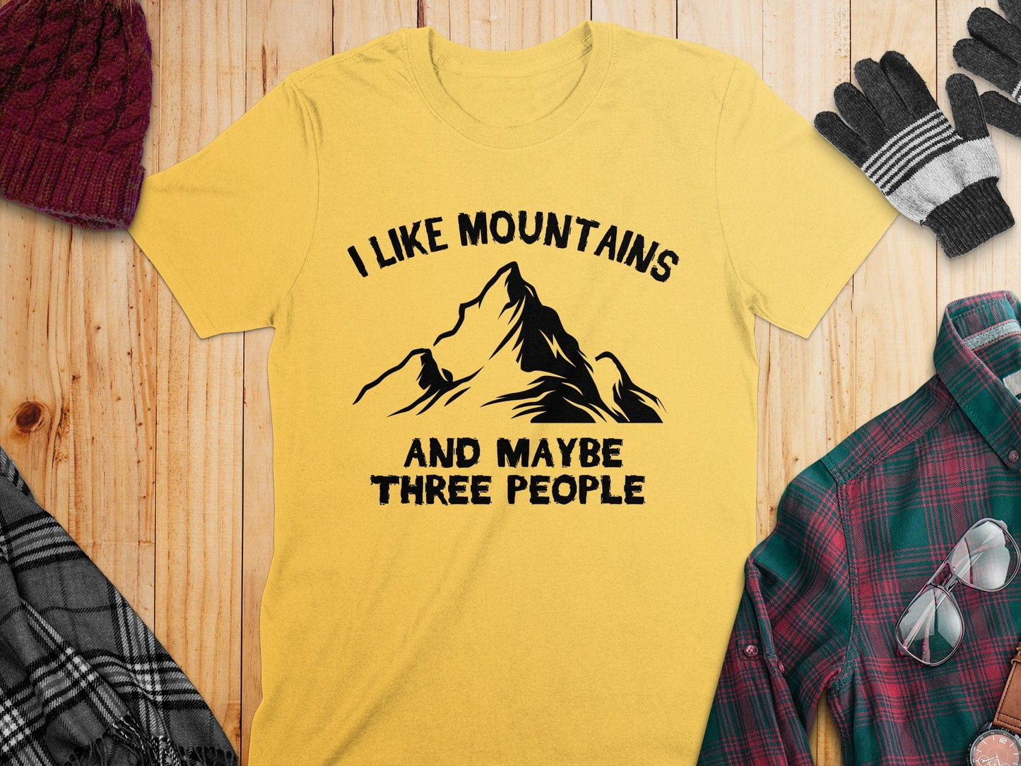 I Like Mountains And Maybe Three People T-Shirt product type