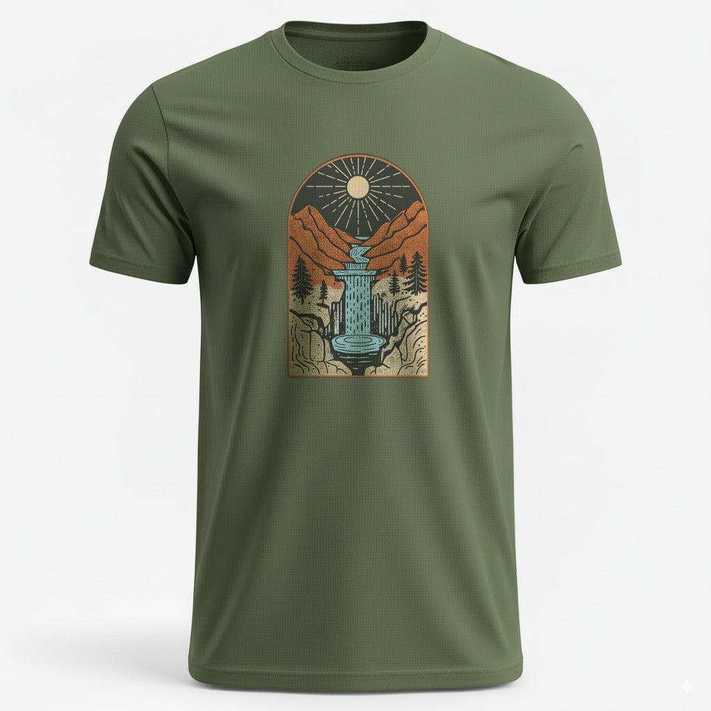 MyDesigns Military Green / S Stunning Landscape Illustration Tee