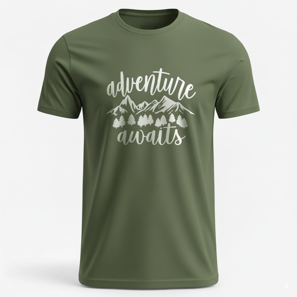 OutfitPeak Physical Item S / Military Green Adventure Awaits Mountain Tee