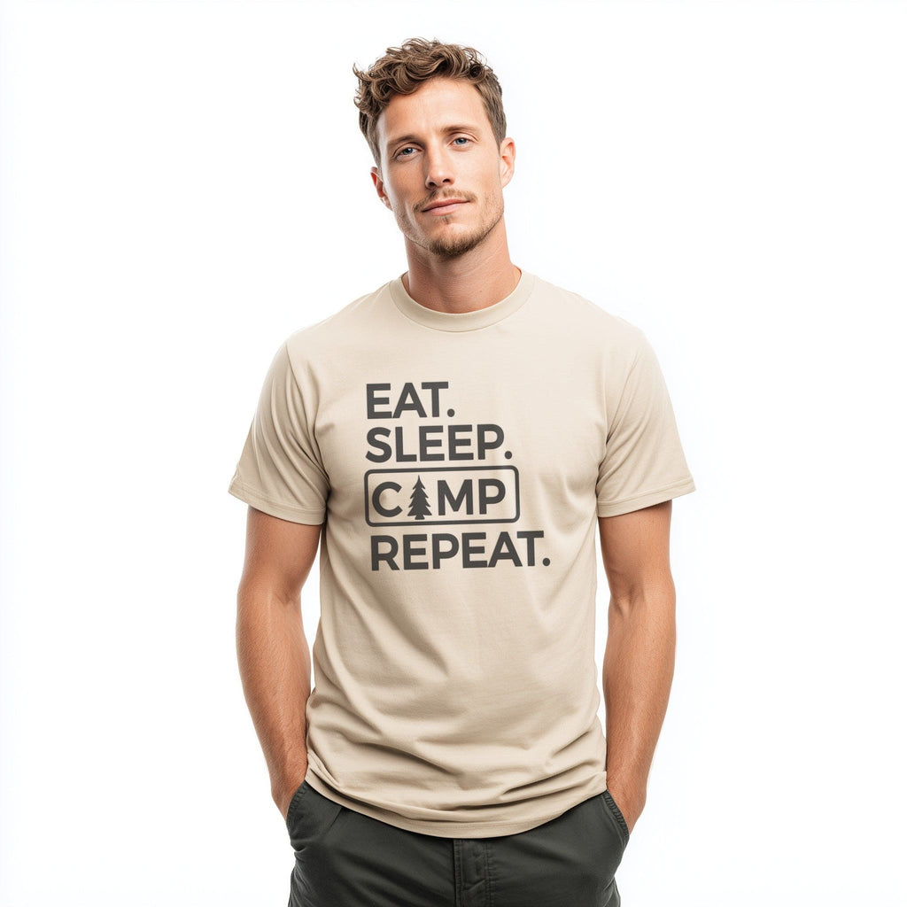 OutfitPeak Physical Item Eat Sleep Camp Repeat Tee