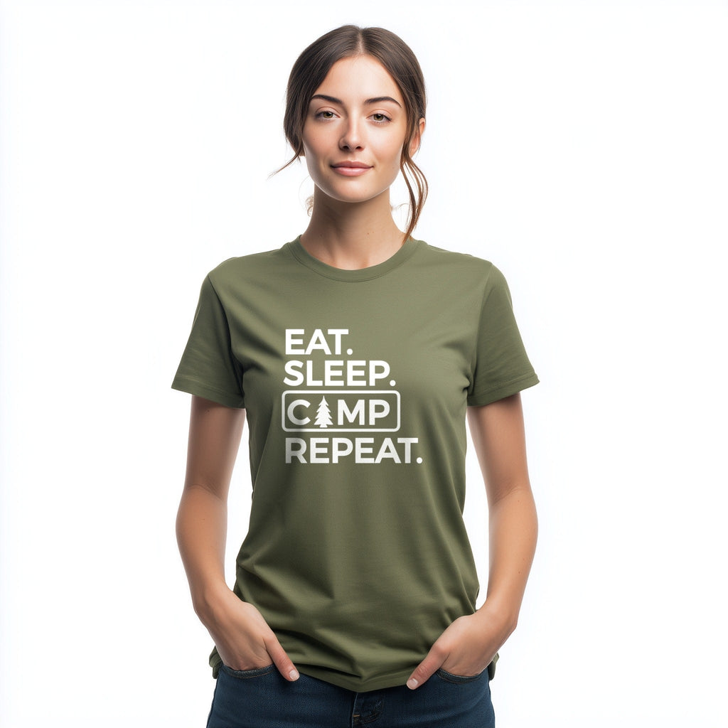 OutfitPeak Physical Item Eat Sleep Camp Repeat Tee