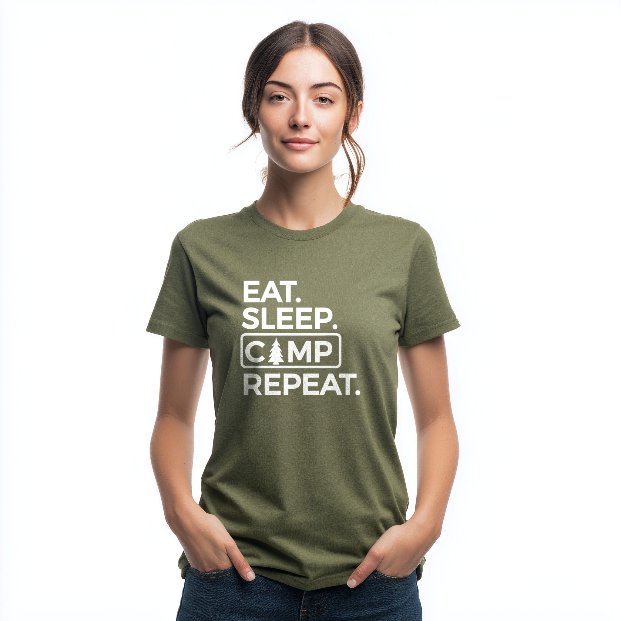 OutfitPeak Physical Item Eat Sleep Camp Repeat Tee