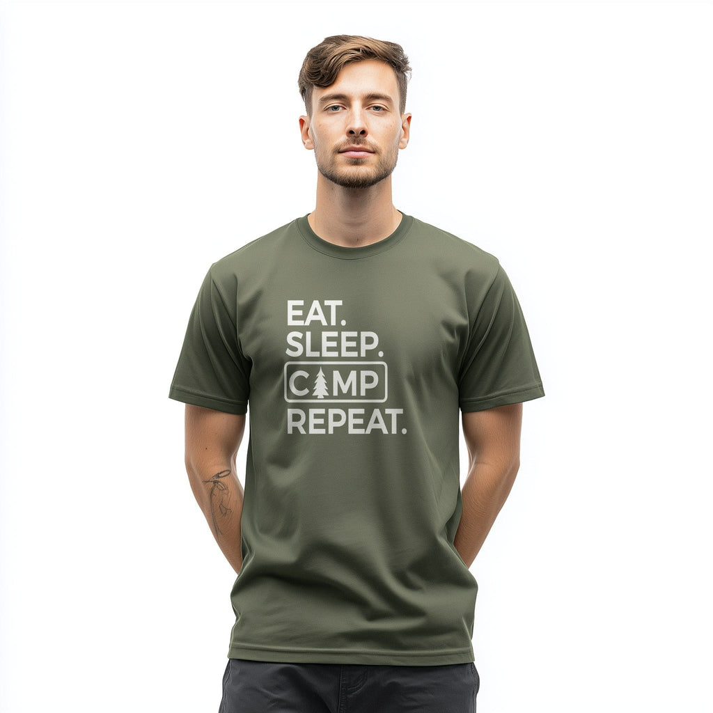 OutfitPeak Physical Item Eat Sleep Camp Repeat Tee