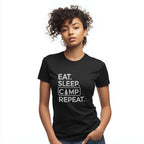 OutfitPeak Physical Item Eat Sleep Camp Repeat Tee