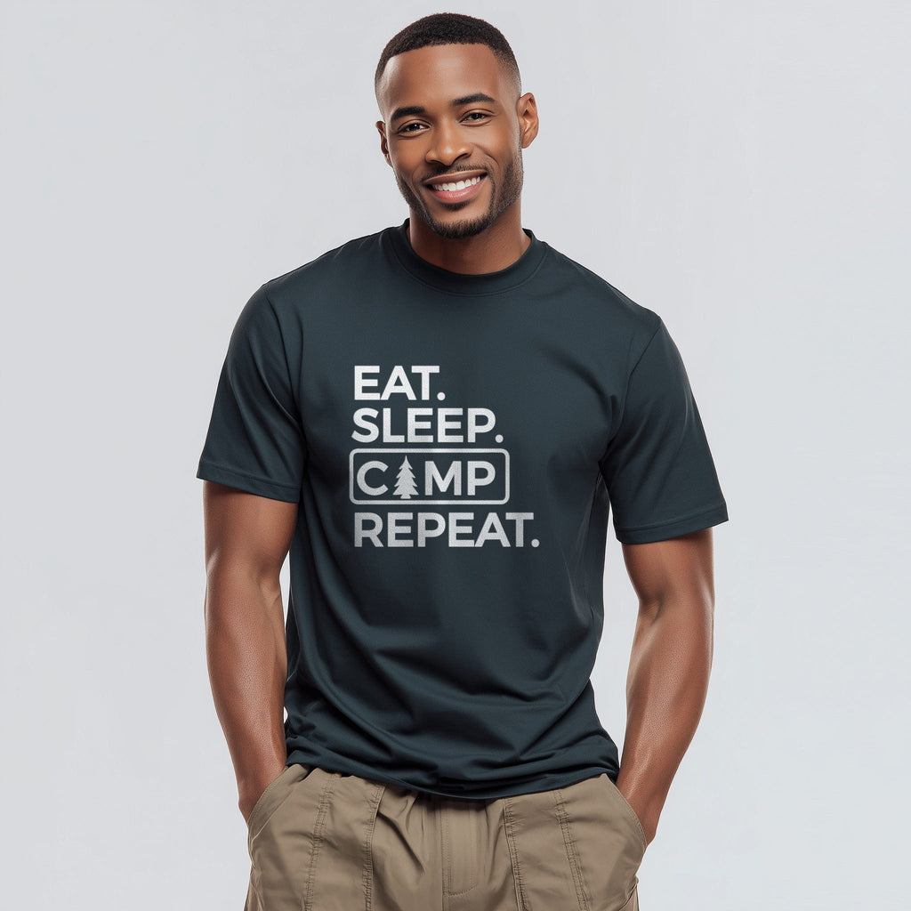 OutfitPeak Physical Item Eat Sleep Camp Repeat Tee