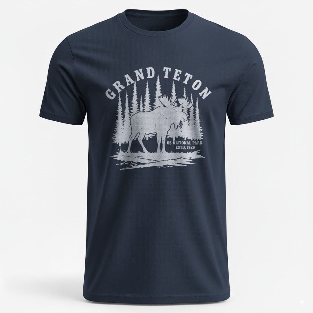 OutfitPeak Physical Item Grand Teton Moose Graphic Nature Inspired Design Tee T-Shirt