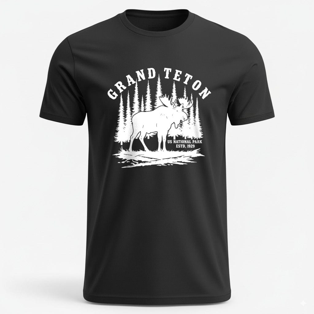 OutfitPeak Physical Item Grand Teton Moose Graphic Nature Inspired Design Tee T-Shirt