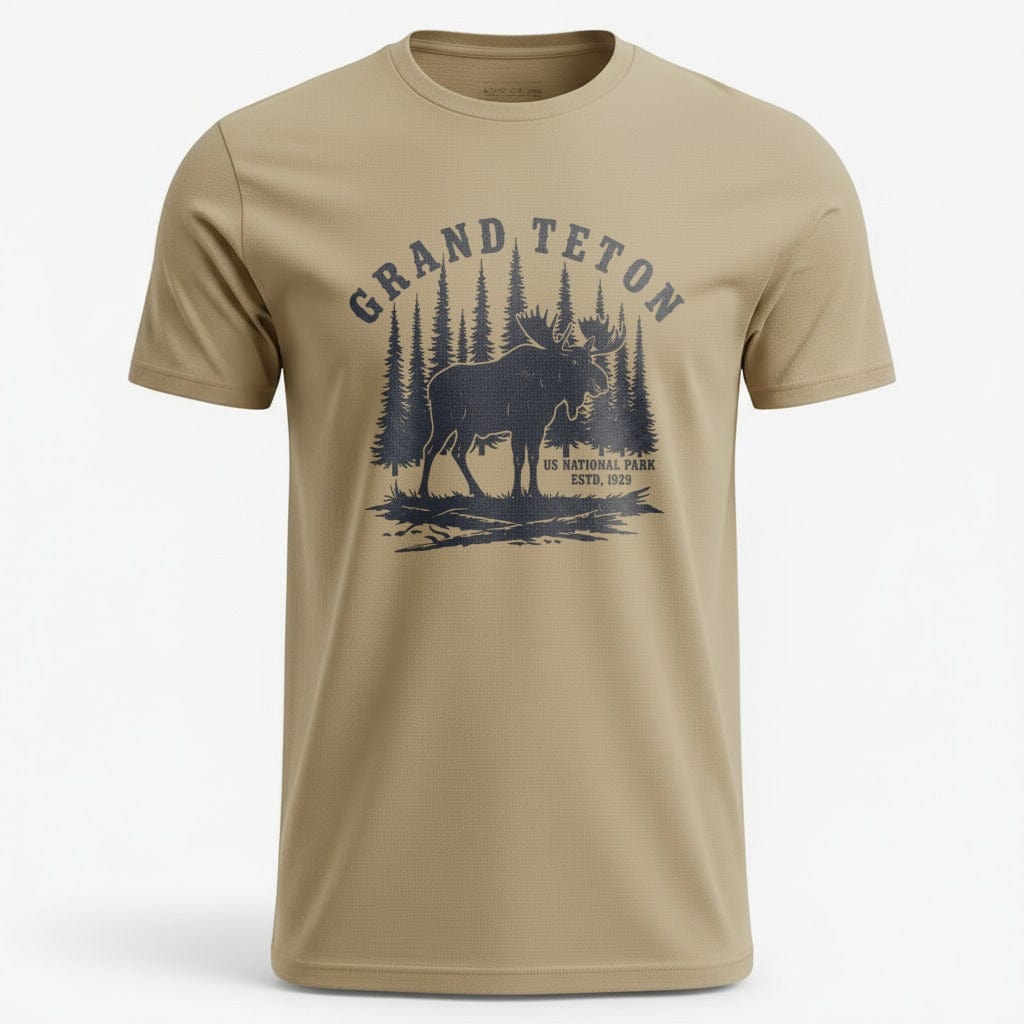 OutfitPeak Physical Item Grand Teton Moose Graphic Nature Inspired Design Tee T-Shirt