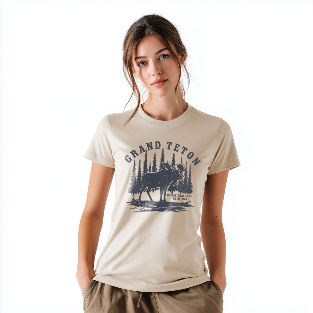 OutfitPeak Physical Item Grand Teton Moose Graphic Nature Inspired Design Tee T-Shirt