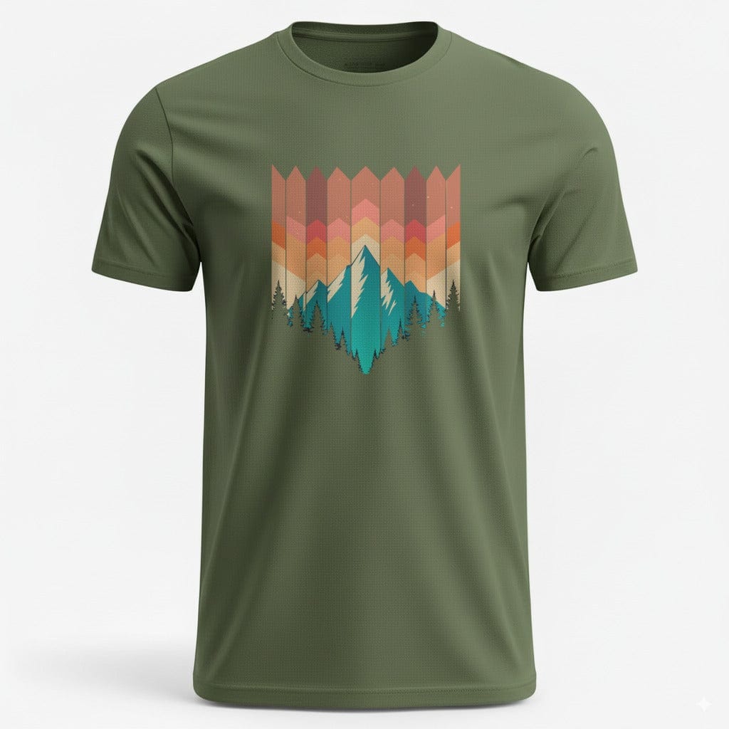 OutfitPeak Military Green / S Mountain Illustration Tee