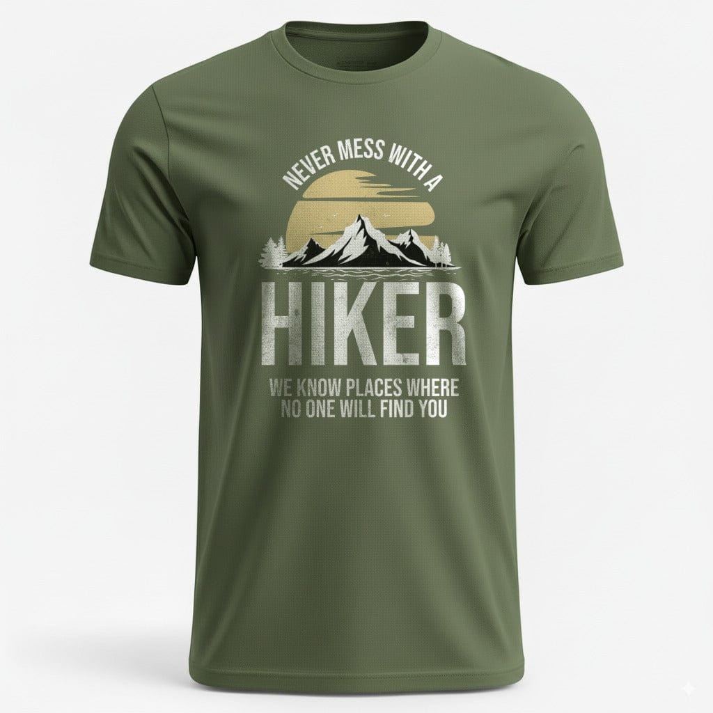 OutfitPeak Military Green / S Never Mess With A Hiker Tee
