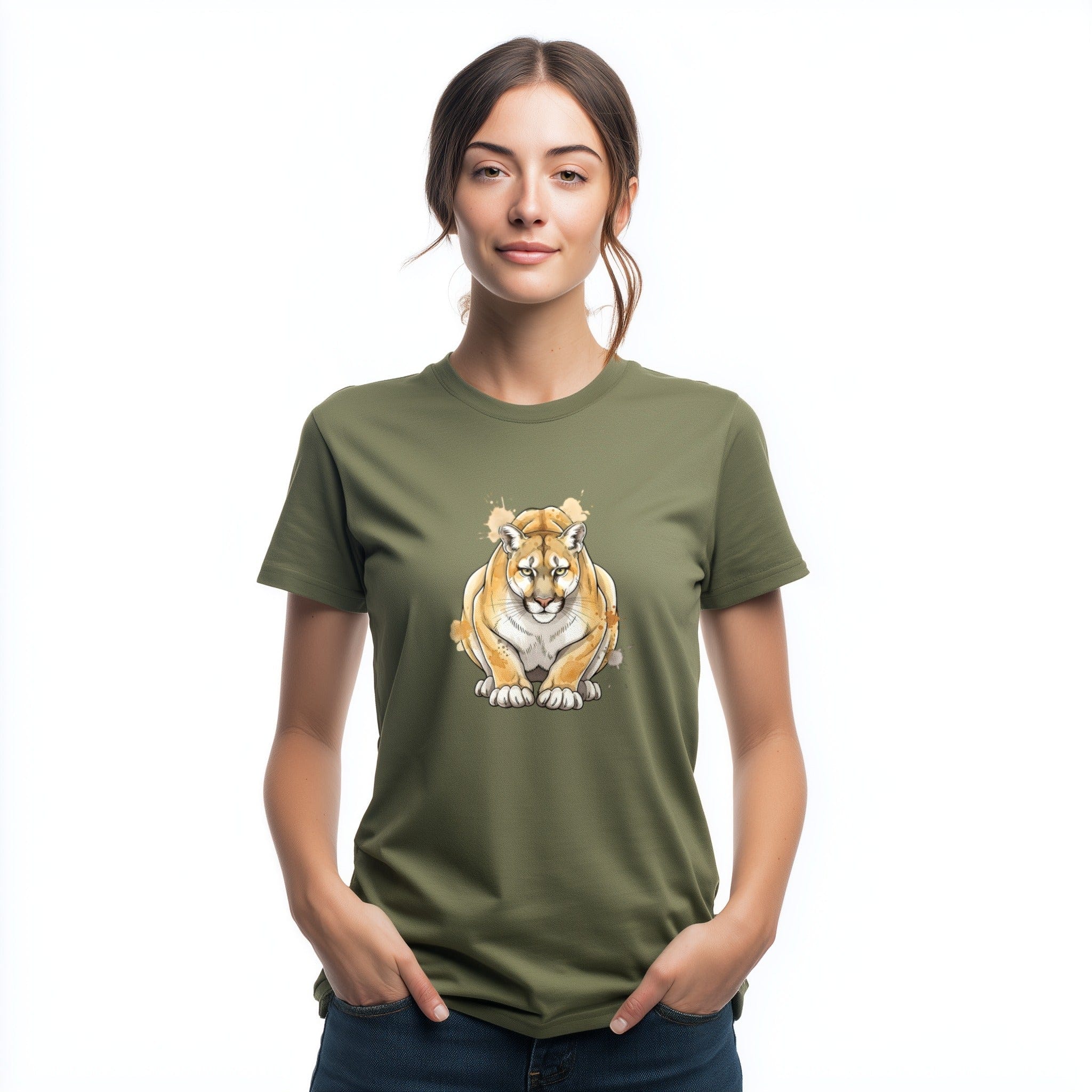 OutfitPeak Watercolor Mountain Lion Tee