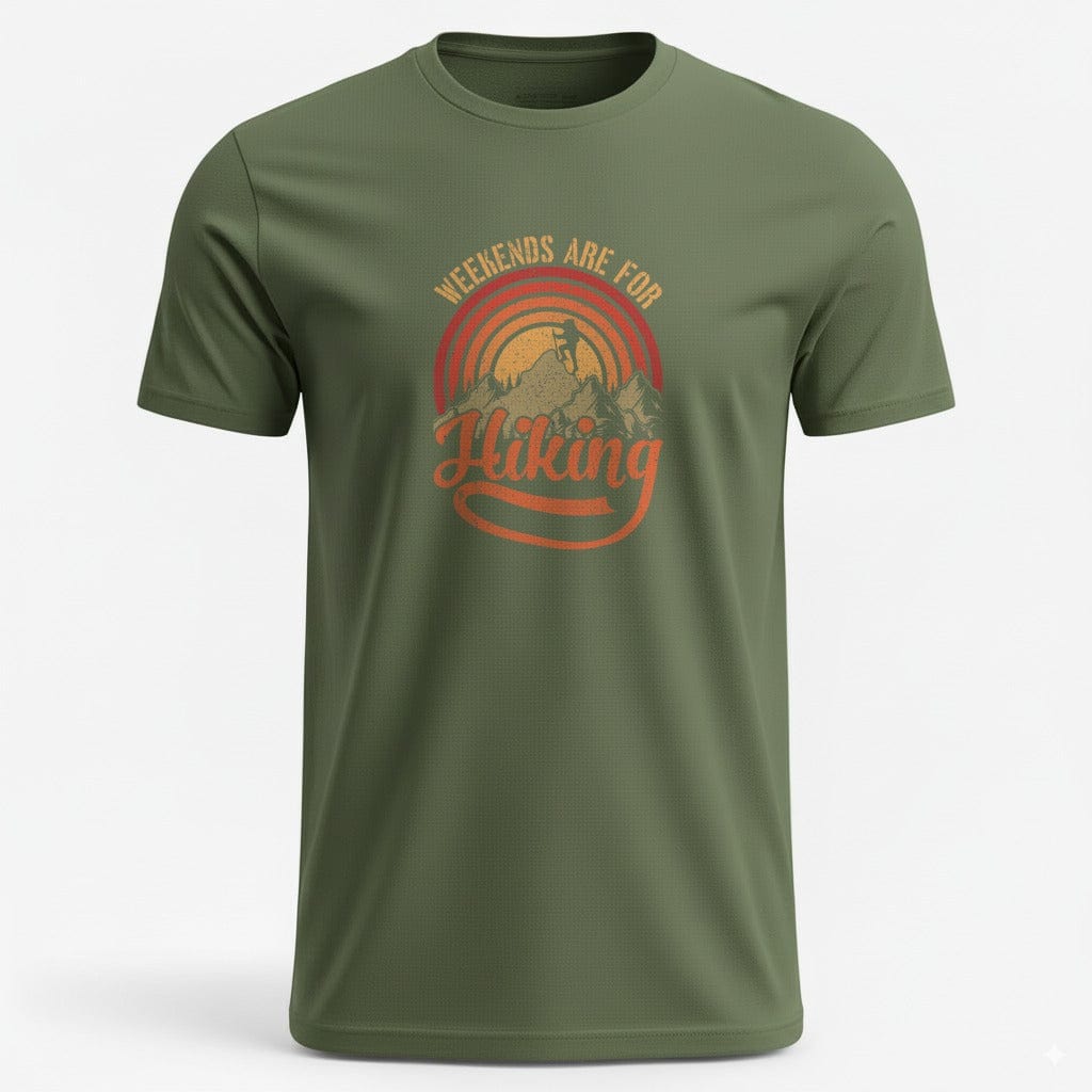 OutfitPeak Military Green / S Weekends are For Hiking Tee