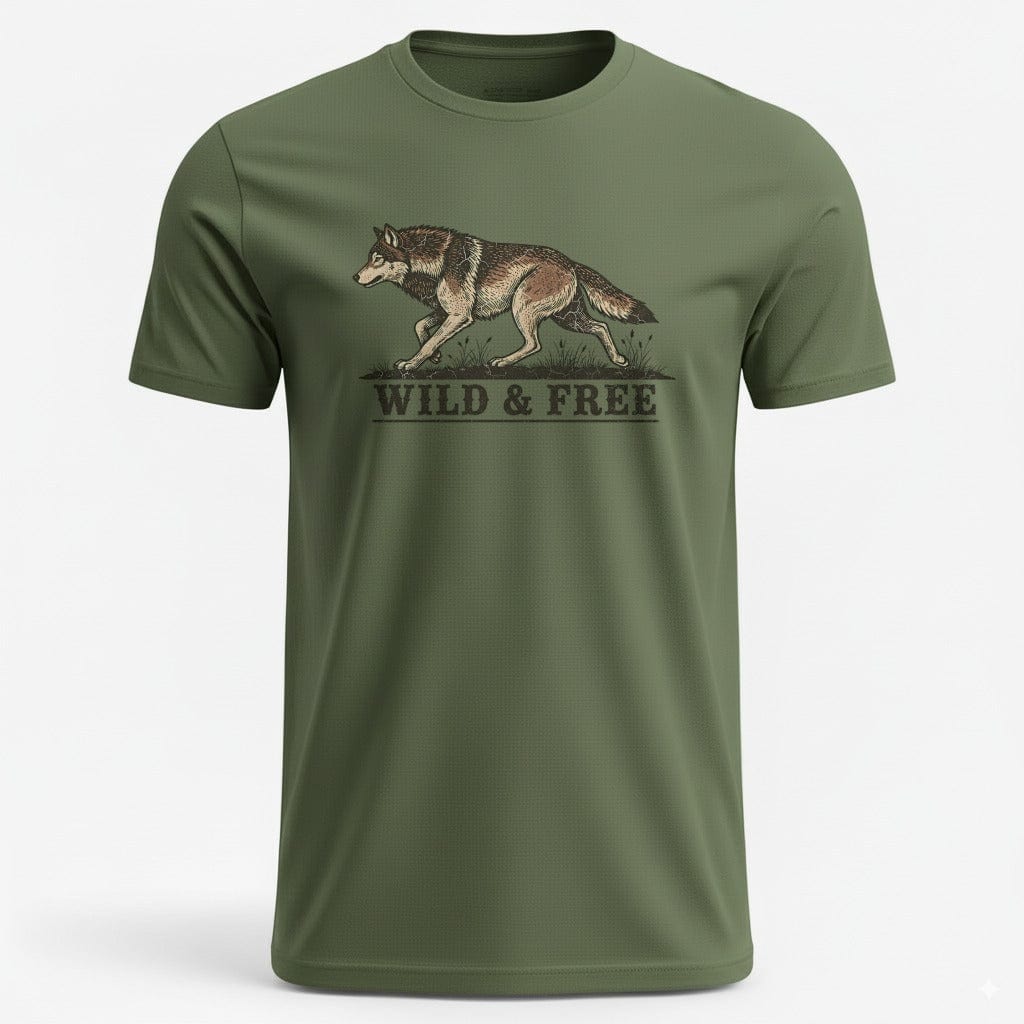 OutfitPeak Military Green / S Wild and Free Lone Wolf Tee