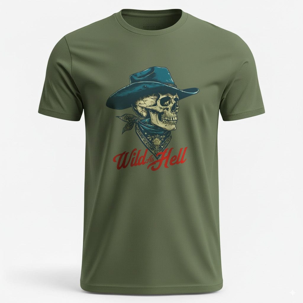 OutfitPeak Military Green / S Wild As Hell Cowboy Tee