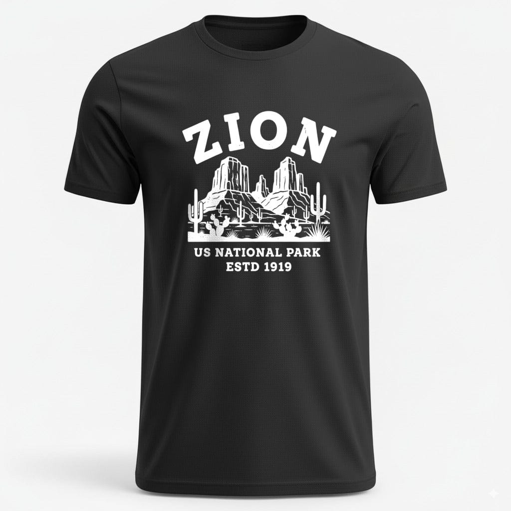 OutfitPeak Physical Item Zion Park Scenic Graphic Classic Crew Neck Relaxed Tee T-Shirt
